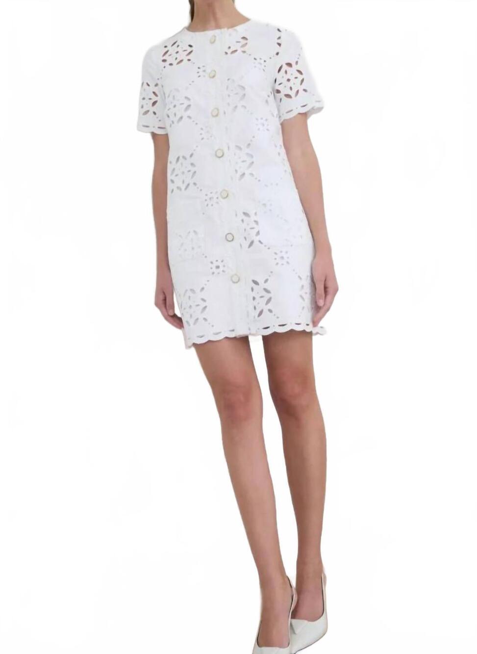 NEW ZOE AND CLAIRE punch out mini dress in white
